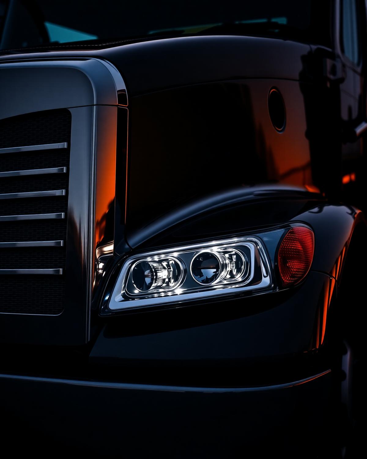 Close-up of semi-truck chrome detail
